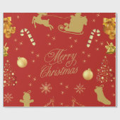 Rot und Gold frohe Weihnachtsmuster Geschenkpapier (Flach)
