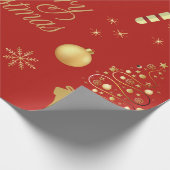 Rot und Gold frohe Weihnachtsmuster Geschenkpapier (Ecke)