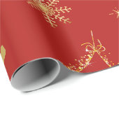 Rot und Gold frohe Weihnachtsmuster Geschenkpapier (Rolleneckpunkt)