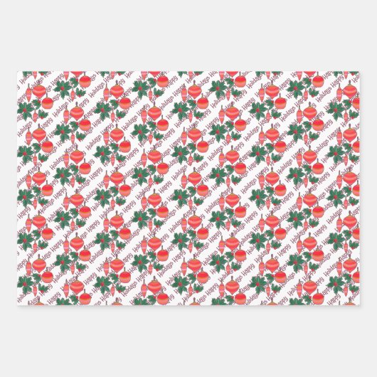 Rot und Gold gestreift Weihnachtsmuster Geschenkpapier Set (Vorderseite 3)