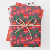 Rot und Gold gestreift Weihnachtsmuster Geschenkpapier Set (Beispiel)