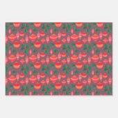 Rot und Gold gestreift Weihnachtsmuster Geschenkpapier Set (Vorderseite)