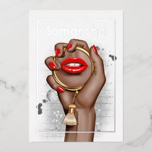 Rot und Gold Glam Chic Wellness-Center Party Einla Folieneinladung
