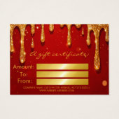 Rot- und Gold-Glitter-Drip-Geschenkkarte (Rückseite)