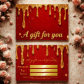Rot- und Gold-Glitter-Drip-Geschenkkarte