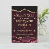 Rot und Gold-Glitzer-Marmor Save the Date (Stehend Vorderseite)
