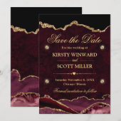 Rot und Gold-Glitzer-Marmor Save the Date (Vorne/Hinten)