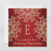 ROT UND GOLD INDIAN INSPIRIERTER GEBURTSTAG EINLADUNG (Rückseite)