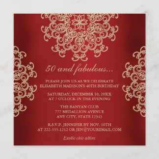 ROT UND GOLD INDIAN INSPIRIERTER GEBURTSTAG EINLADUNG