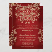 ROT UND GOLD INDISCHER STILBREITEINLADUNG EINLADUNG (Vorne/Hinten)