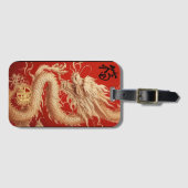 Rot und Gold Jahr des Dragon Power Emblems Gepäckanhänger (Vorderseite (Horizontal))