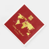 Rot und Gold Karte Ziel chinesische Hochzeit Serviette (Ecke)