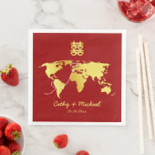 Rot und Gold Karte Ziel chinesische Hochzeit Serviette (Beispiel)