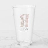 Rot und Gold Leopard Glam Monogram R Glas (Rückseite)