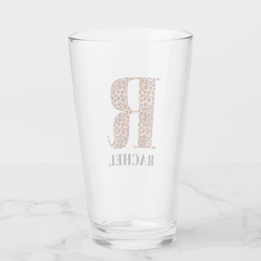 Rot und Gold Leopard Glam Monogram R Glas (Rückseite)