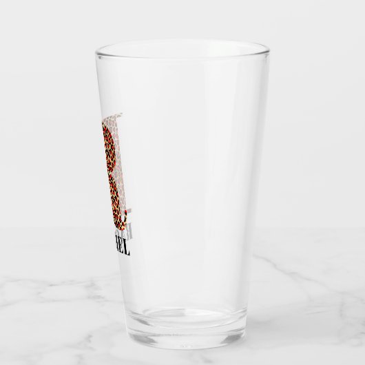 Rot und Gold Leopard Glam Monogram R Glas (Links)