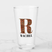 Rot und Gold Leopard Glam Monogram R Glas (Vorderseite)