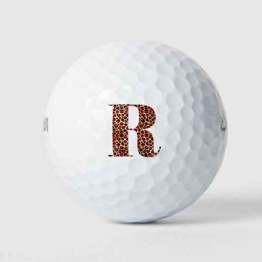 Rot und Gold Leopard Glam Monogram R Golfball (Vorderseite)