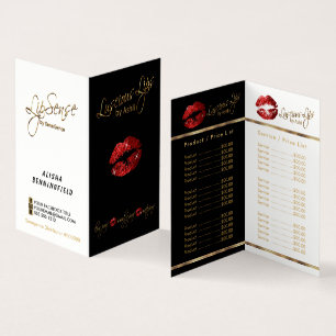 Rot und Gold Lip Preis und Service-Liste Visitenkarten
