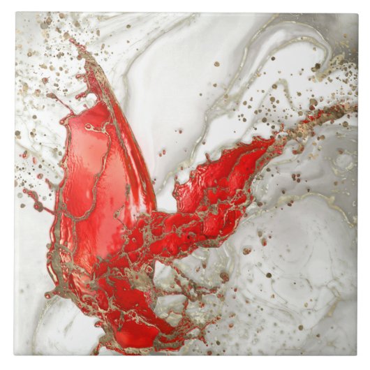 Rot und Gold Liquid Marmor Splash Fliese (Vorderseite)