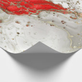 Rot und Gold Liquid Marmor Splash Geschenkpapier (Ecke)
