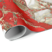 Rot und Gold Liquid Marmor Splash Geschenkpapier (Rolleneckpunkt)