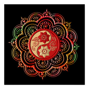 Rot- und Gold-Mandala Poster