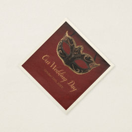 Rot und Gold Masquerade Hochzeit Serviette