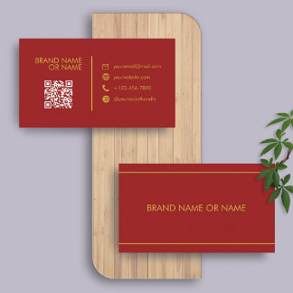 Rot und Gold | Minimalistischer Beruflicher QR-Bus Visitenkarte