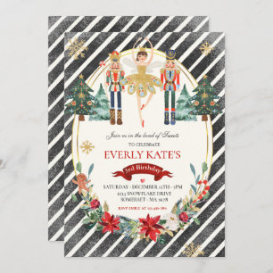 Rot und Gold Nutcracker Birthday Sugar Pflaume Einladung