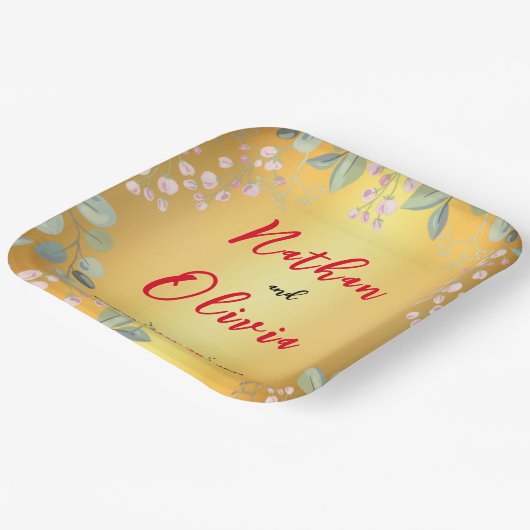 Rot und Gold Pappteller (Gewinkelt)