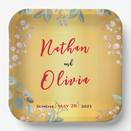 Rot und Gold Pappteller (Vorderseite)