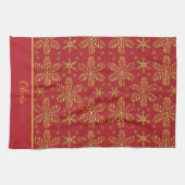 Rot und Gold Personalisiert Geschirrtuch (Horizontal)