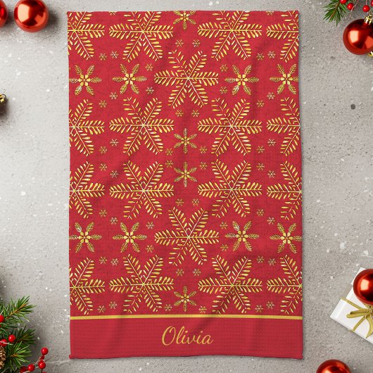 Rot und Gold Personalisiert Geschirrtuch