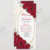 Rot und Gold Quinceanera-Programm Einladung (Vorne/Hinten)