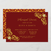 Rot und Gold Royal Wedding Probe Dinner Einladung (Vorne/Hinten)