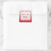 Rot und Gold Save the Date Hochzeitskleber Quadratischer Aufkleber (Tasche)