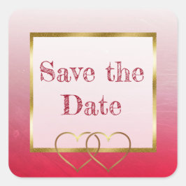 Rot und Gold Save the Date Hochzeitskleber Quadratischer Aufkleber