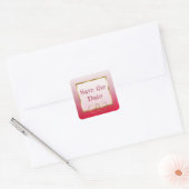 Rot und Gold Save the Date Hochzeitskleber Quadratischer Aufkleber (Umschlag)