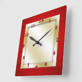 Rot und Gold Square Quadratische Wanduhr (Winkel)