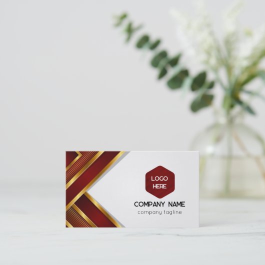 Rot und Gold Streifen Visitenkarte (Stehend Vorderseite)
