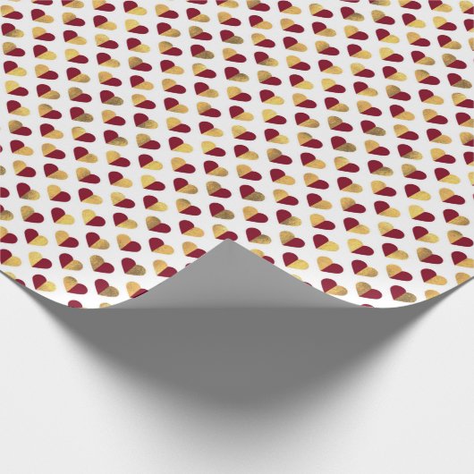 ROT- UND GOLD-VALENTINSTAG-HERZEN GESCHENKPAPIER (Ecke)