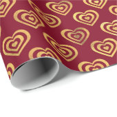 ROT- UND GOLD-VALENTINSTAG-HERZEN GESCHENKPAPIER (Rolleneckpunkt)