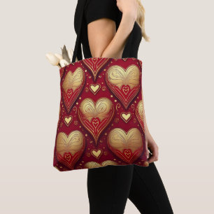 ROT UND GOLD VALENTINSTAG LIEBE HÖRT TASCHE