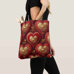 ROT UND GOLD VALENTINSTAG LIEBE HÖRT TASCHE
