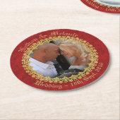 Rot und Gold verziert Runder Pappuntersetzer (Angewinkelt)