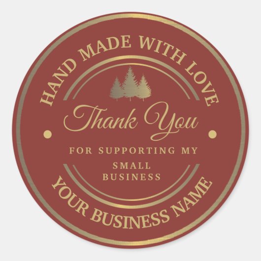 Rot und Gold | Vielen Dank für den klassischen Run Runder Aufkleber (Vorderseite)