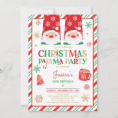 Rot und Gold Weihnachts Pajama Geburtstagsparty Einladung (Vorderseite)