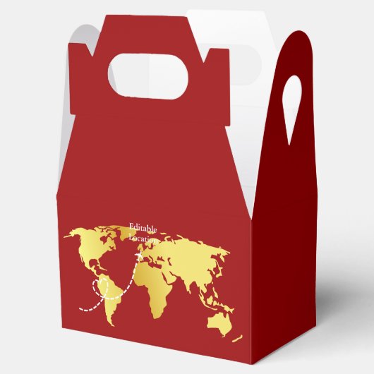 Rot und Gold Weltkarte Ziel chinesische Hochzeit Geschenkschachtel (Geöffnet)