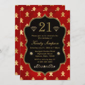 Rot und Gold Winter Lebkuchen Männer Geburtstag Einladung (Vorne/Hinten)